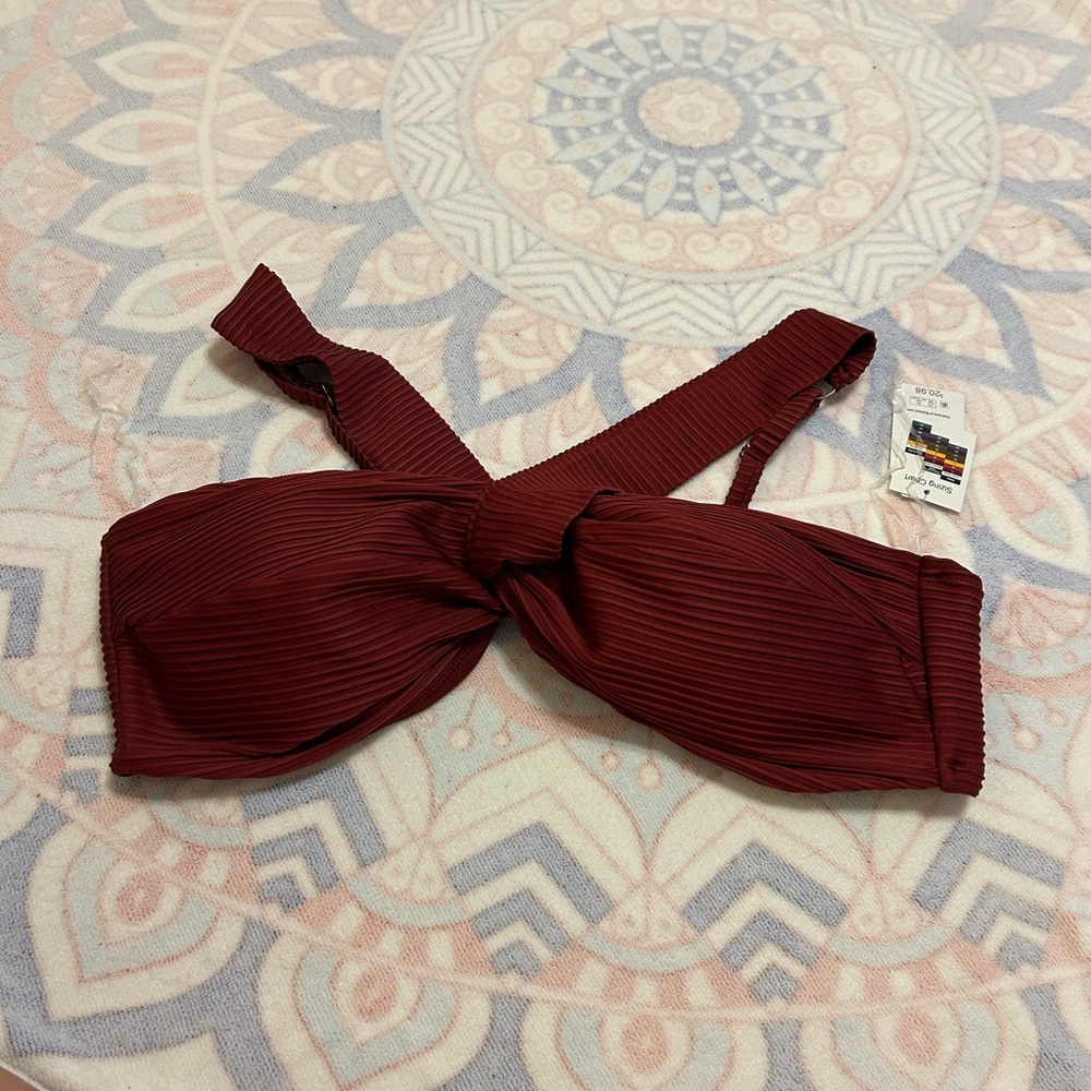 BNWT Time and True Size 2X Maroon Burgundy Bikini Top